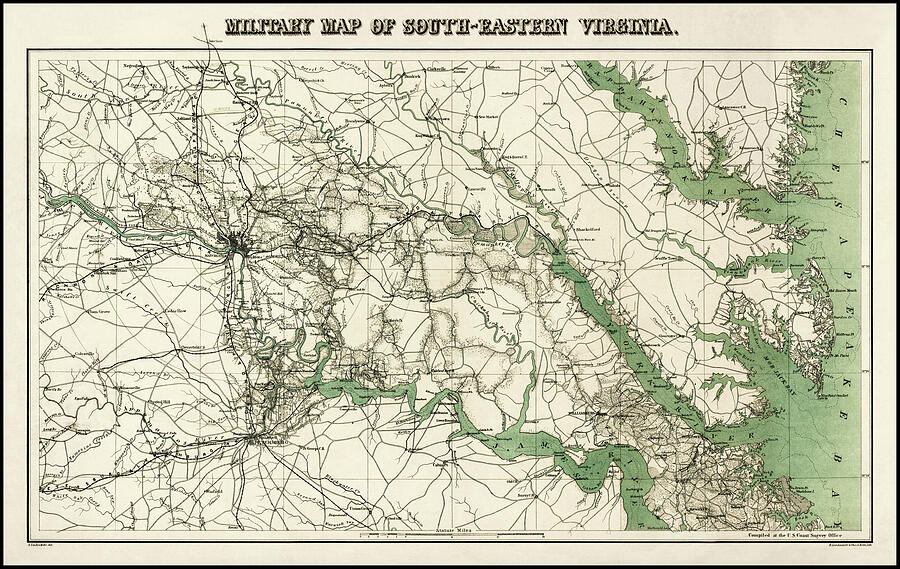 South Eastern Virginia Vintage Military Map 1862 Photograph by Carol ...