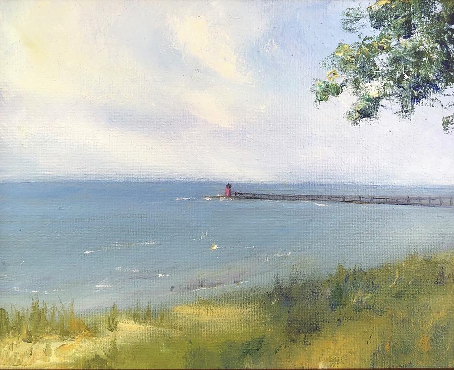 South Haven Lighthouse Painting by Rachel Barlow