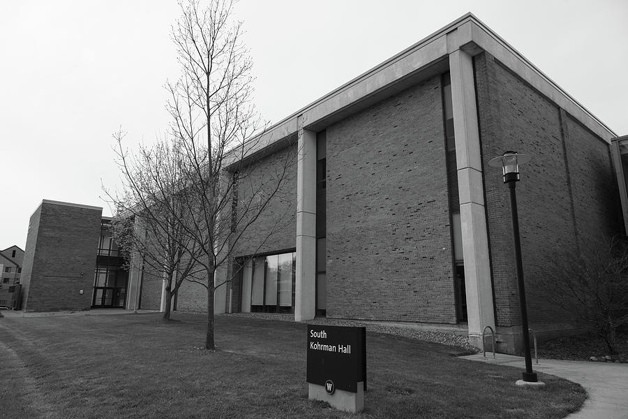 South Kohrman Hall at Western Michigan University in black and white Photograph by Eldon McGraw
