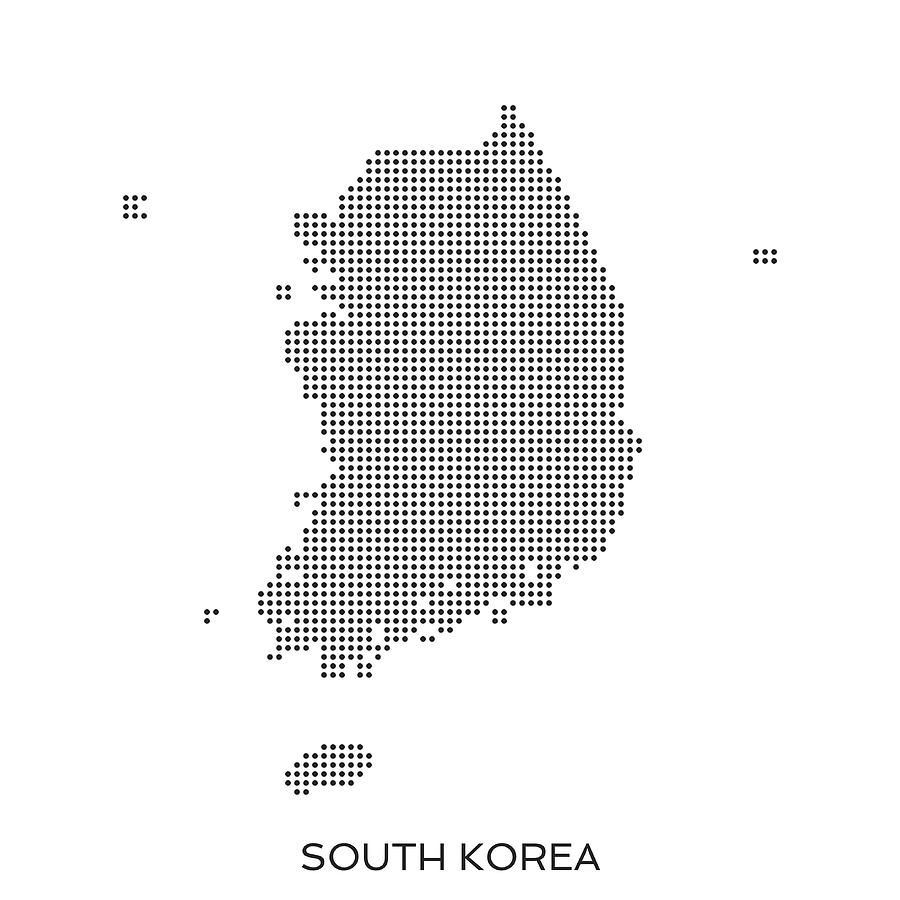 South Korea dot halftone pattern map Drawing by Mattjeacock