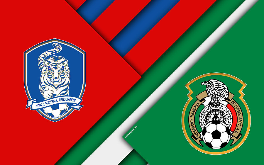 South Korea vs Mexico football match 4k 2018 FIFA World Cup Group F logos material design