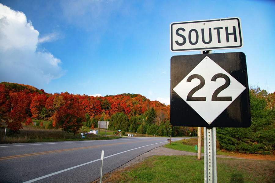 South M22 sign in northern Michigan Photograph by Eldon McGraw