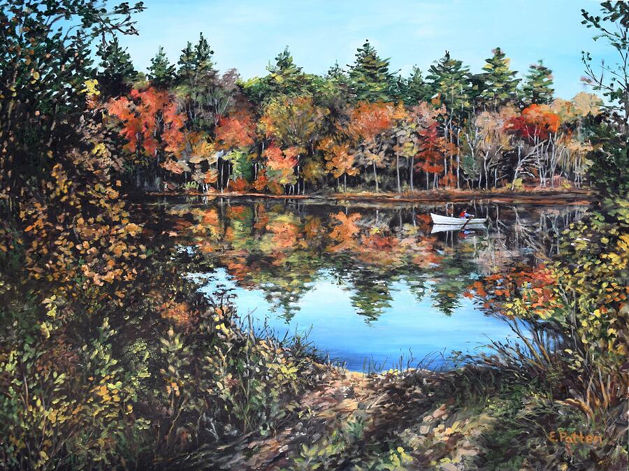 Tree Painting - South Meadow Brook Reservoir, Carver, MA by Eileen Patten Oliver