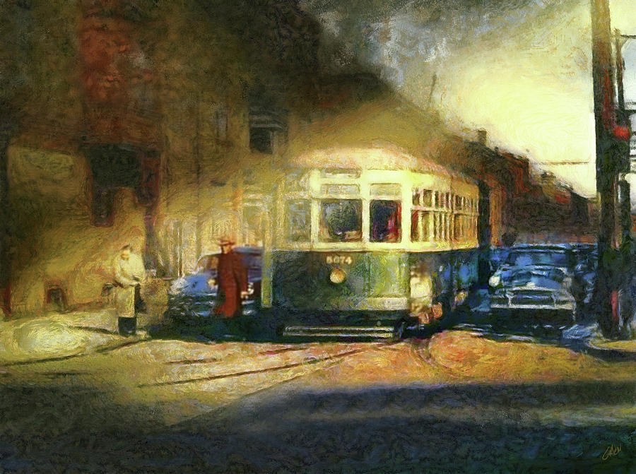 South Philly 1950s - Route 64 Trolley Digital Art