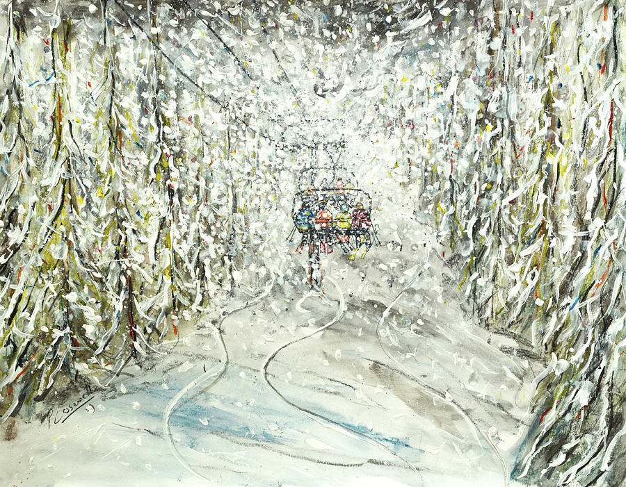 South Ridge Chair Killington Ski Print Painting by Pete Caswell