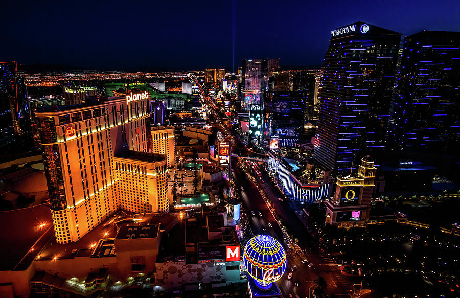South section of Las Vegas strip, HDR at night Photograph by Jean-Luc Farges