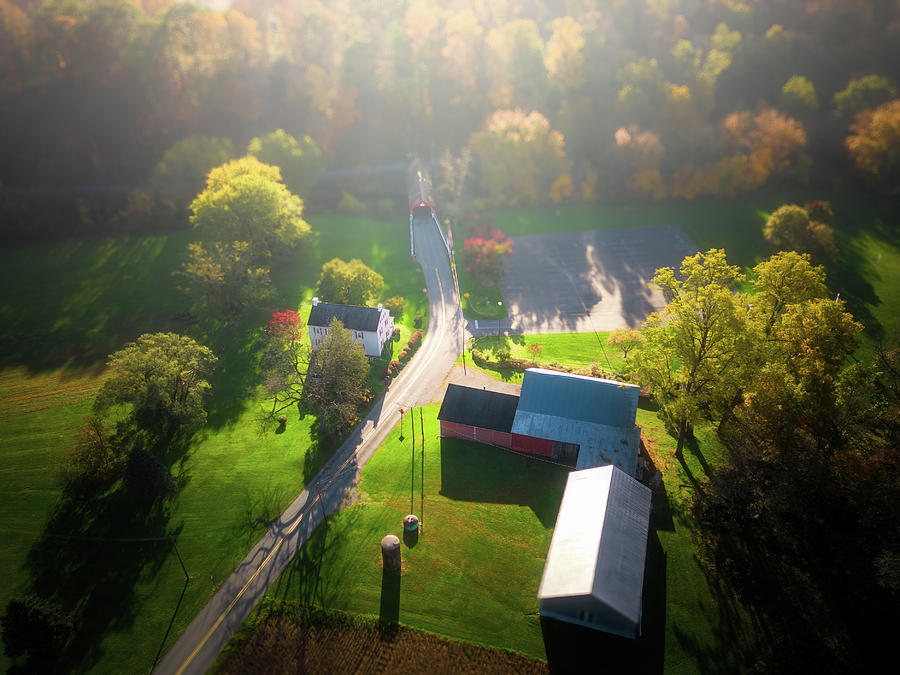 South Whitehall Township Farm Fall Aerial Photograph by Jason Fink
