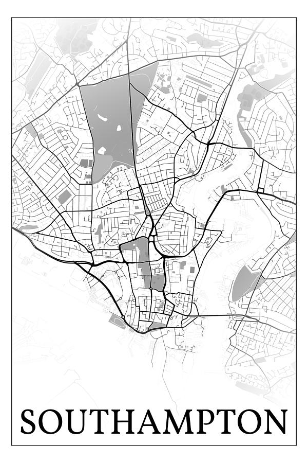 Southampton England City Map 002 Digital Art By Dandi Studio Fine   Southampton England Bw Fade City Map Print Dandi Studio 