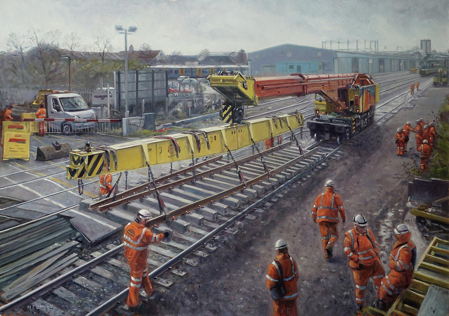 Train Painting - Southampton Northam railworks by Martin Davey