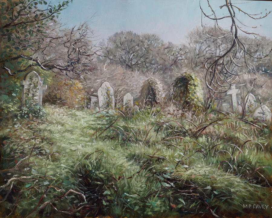 Nature Painting - Southampton Old Cemetery in autumn by Martin Davey