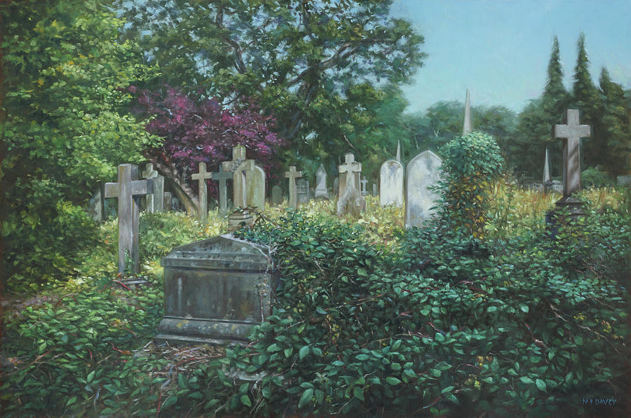 Southampton old cemetery looking west early autumn Painting by Martin Davey