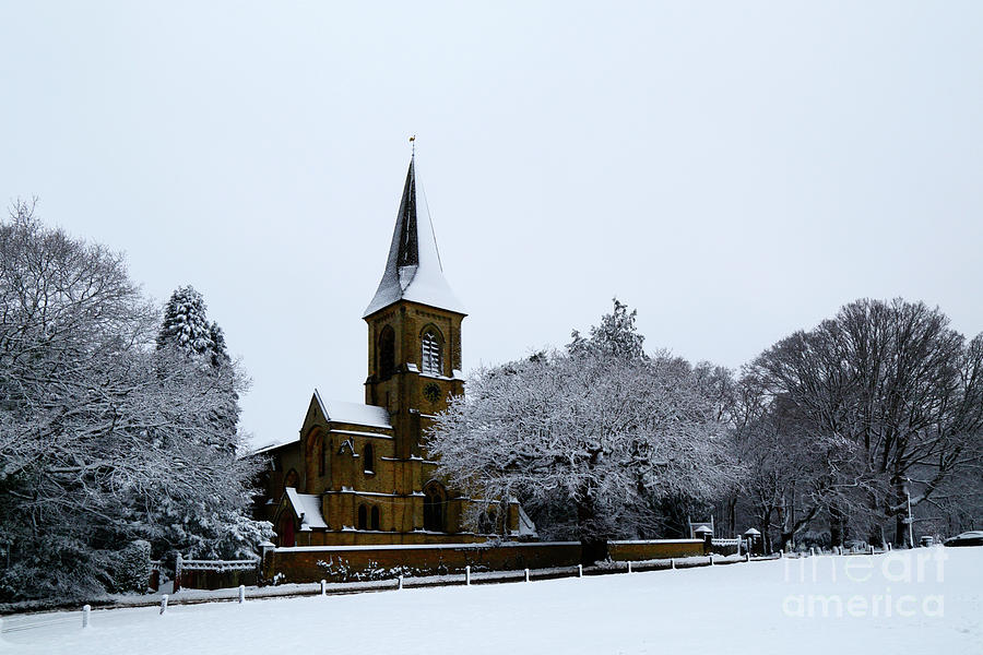 Southborough church after winter snowfall Kent England Photograph by James Brunker