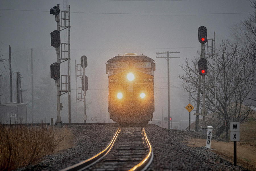 Southbound CSX at Mortons Junction during a snow squaw Photograph by Jim Pearson