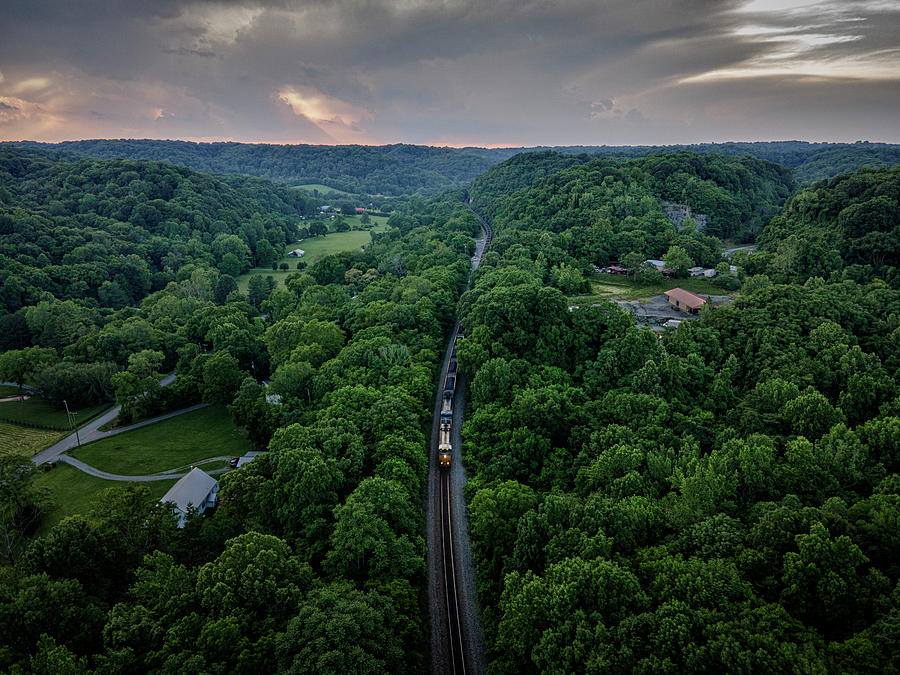 Southbound load of coal at dusk at Ridgetop TN Photograph by Jim Pearson