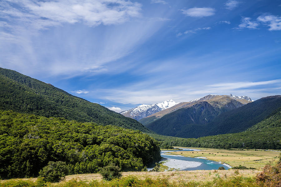 Southern Alps near Haast Pass and Makarora River in New Zealand Photograph by Dmitry Naumov