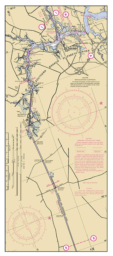Norfolk to Albemarle Sound Southern Branch Elizabeth River Route 1, NOAA Chart 12206_2 Digital Art by Nautical Chartworks