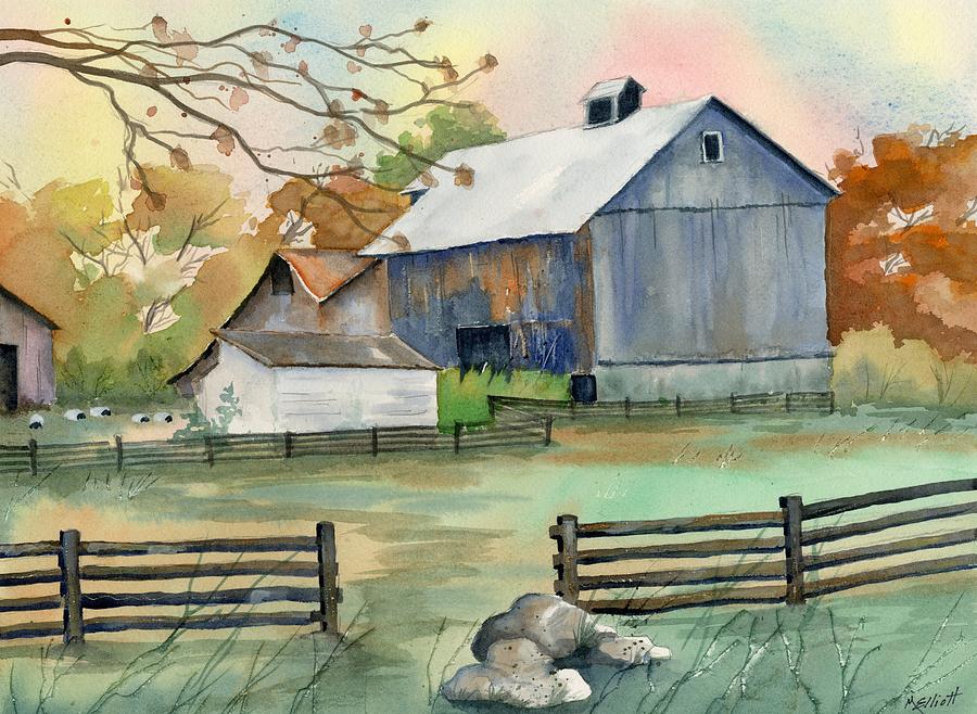 Sheep Painting - Southern Ohio Farm by Marsha Elliott