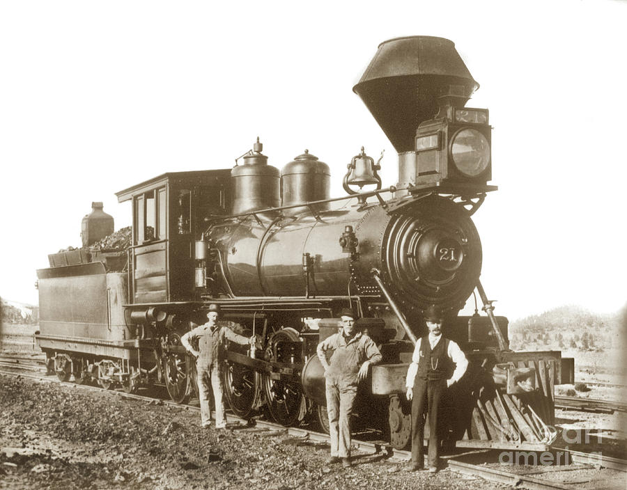 Diamond Stack Photograph - Southern Pacfic 4-6-0 No. 21 Circa 1900 by Monterey County Historical Society