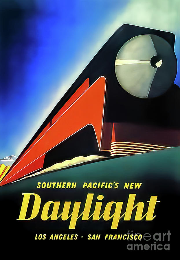 Los Angeles San Francisco Art Deco Train Poster Drawing by M G Whittingham