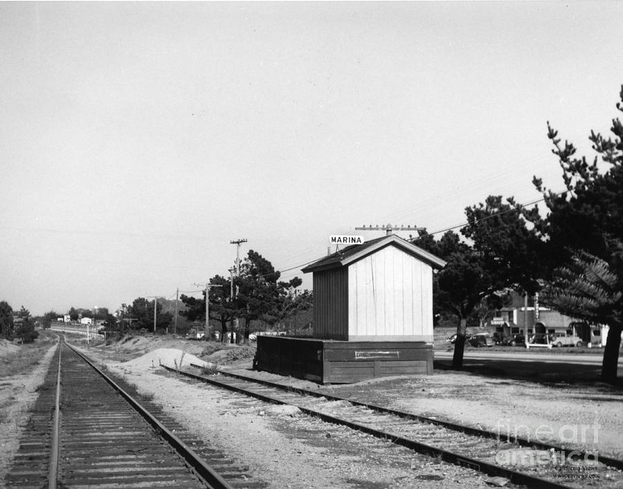 Southern Pacific Photograph - Southern Pacific right-of-way paralleling Del Monte Avenue and s by Monterey County Historical Society