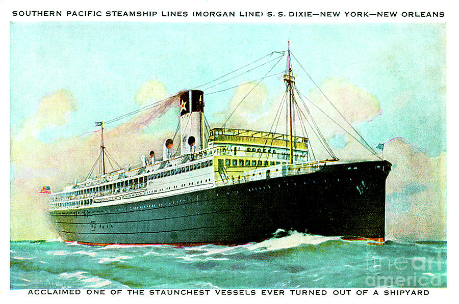 Southern Pacific Steamship Lines Morgan Lines SS Dixie Postcard Painting by Unknown