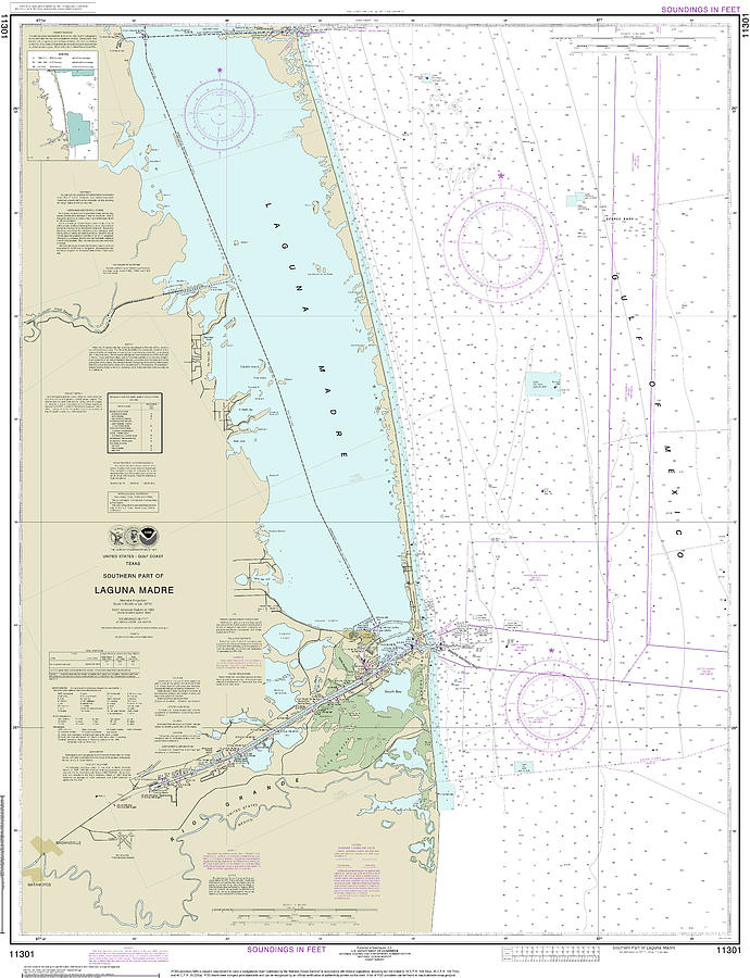 Southern Part of Laguna Madre Nautical Chart 11301 Digital Art by John ...