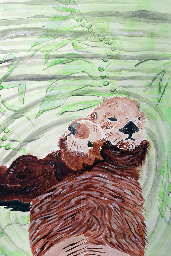 Animal Painting - Southern Sea Otter Duo by Wynn Derr