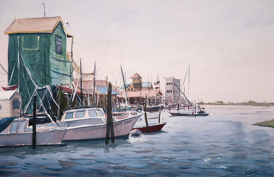 Southport from Yacht Basin Drive Painting by Tesh Parekh
