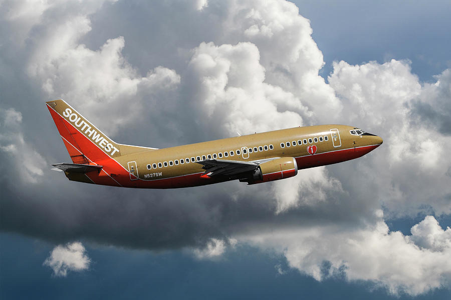 Southwest Airlines Boeing 737-5H4 Mixed Media by Erik Simonsen