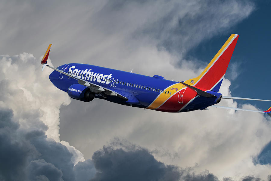 Southwest Airlines Boeing 737-8H4 Mixed Media by Erik Simonsen
