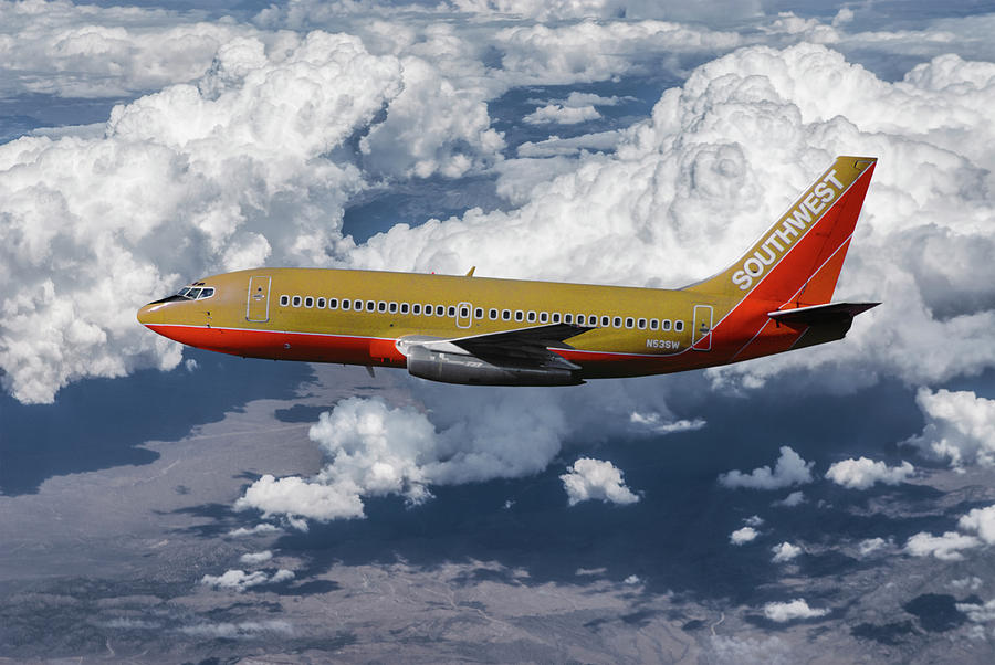 Southwest Airlines Classic Boeing 737-200 Mixed Media by Erik Simonsen