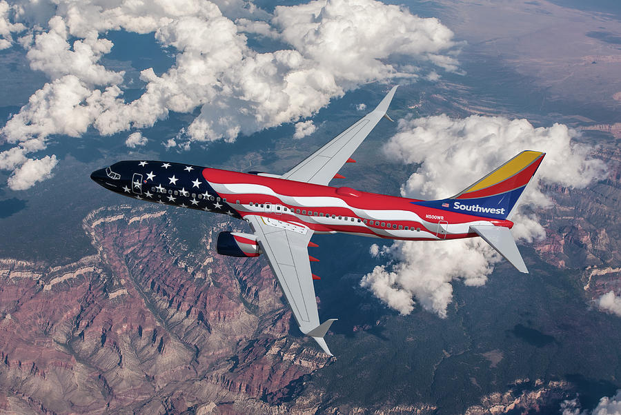 Southwest Airlines Freedom One over the Grand Canyon Mixed Media by Erik Simonsen