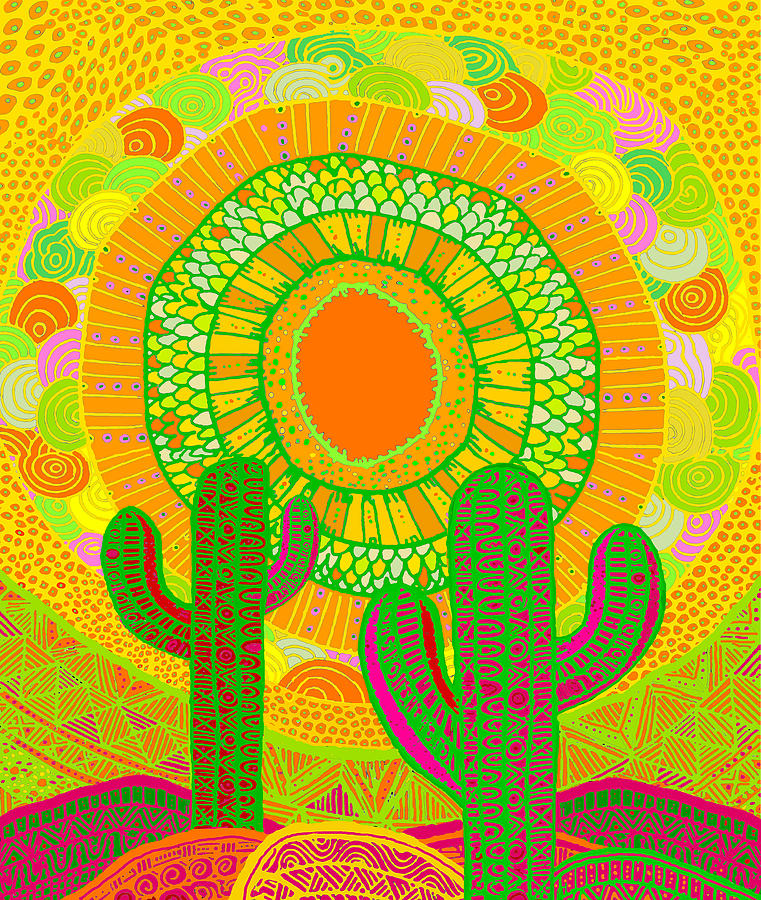 Southwest Desert Saguaro y Del Sol Digital Art by Vagabond Folk Art - Virginia Vivier
