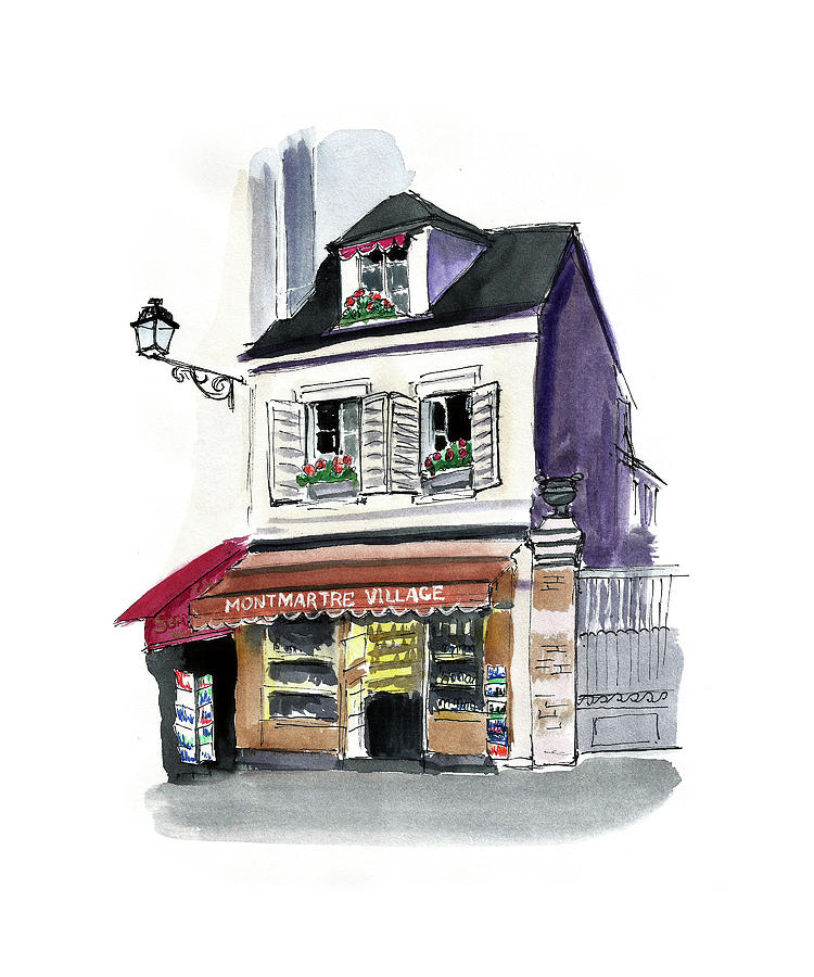Souvenir shop on Montmartre Painting by Masha Batkova