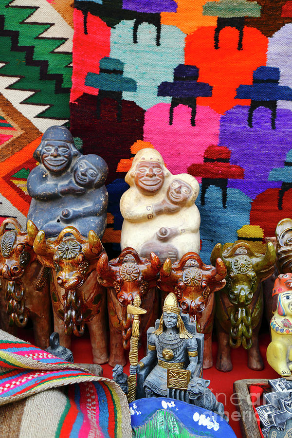 Souvenir stall Ollantaytambo Peru Photograph by James Brunker