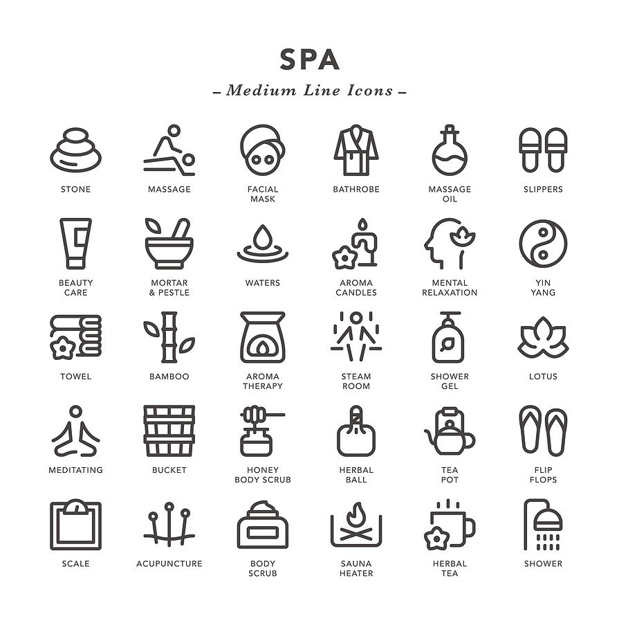 SPA - Medium Line Icons Drawing by TongSur