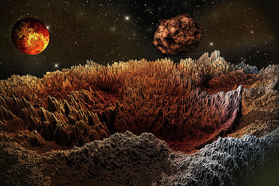 Space adventures Planet Fire Digital Art by Artful Oasis