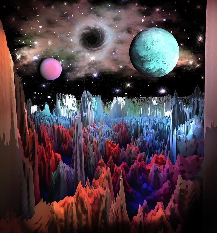 Space Adventures Planet Net Zero20 Digital Art by Artful Oasis