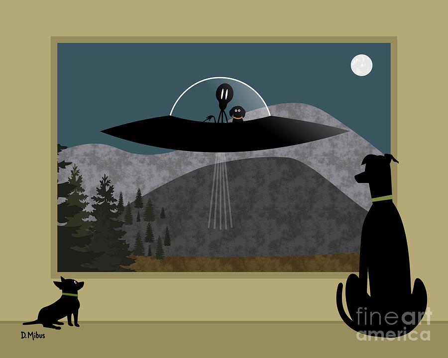 Space Alien Beams Dog Up Digital Art by Donna Mibus