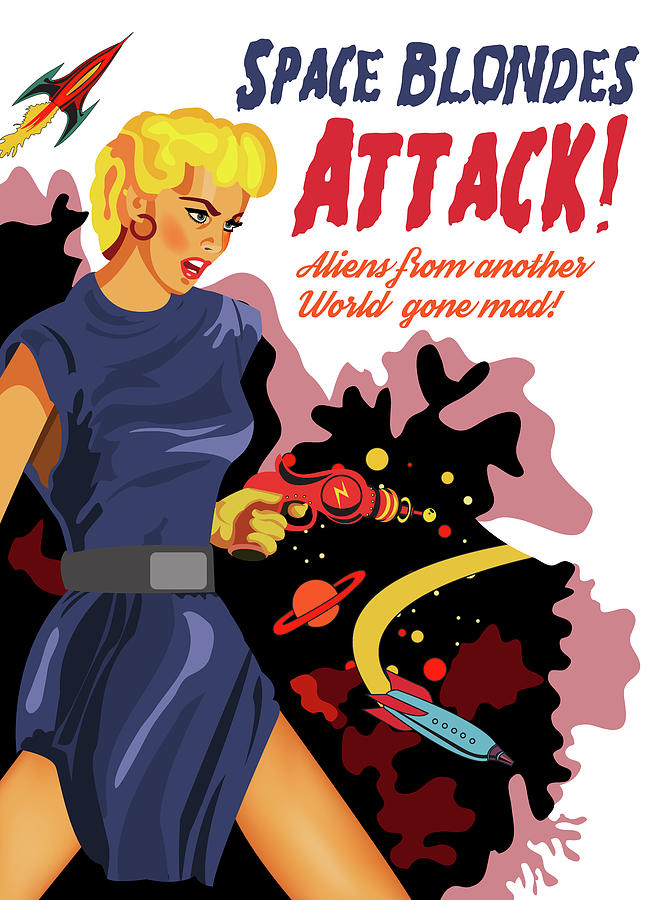 Space Blondes Attack Digital Art by Long Shot