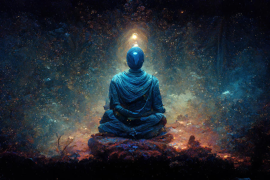 Space Buddha - oryginal artwork by Vart. Painting by Vart
