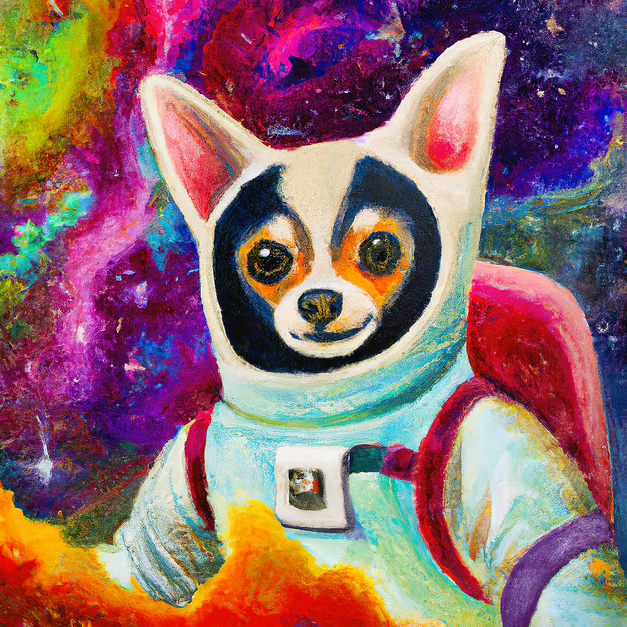 Space Chihuahua Painting by Hillary Kladke