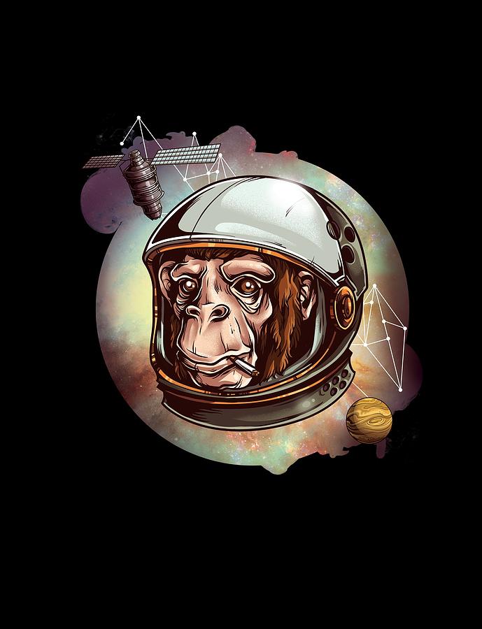 Space Chimp cool Monkey Astronaut Digital Art by Matthias Hauser