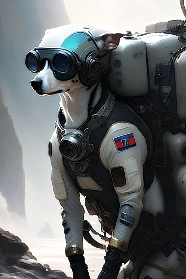 Space Dog Digital Art by David Manlove