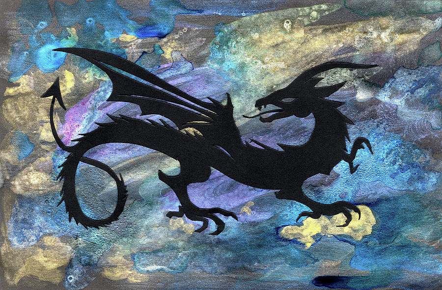 Space Dragon Mixed Media by Katherine Nutt