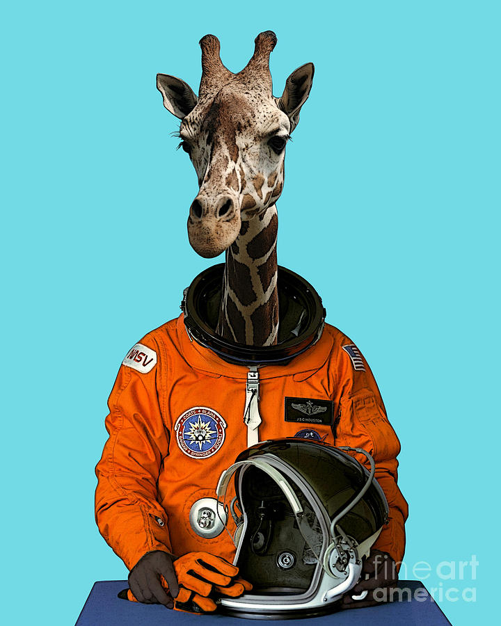 Space giraffe Mixed Media by Madame Memento