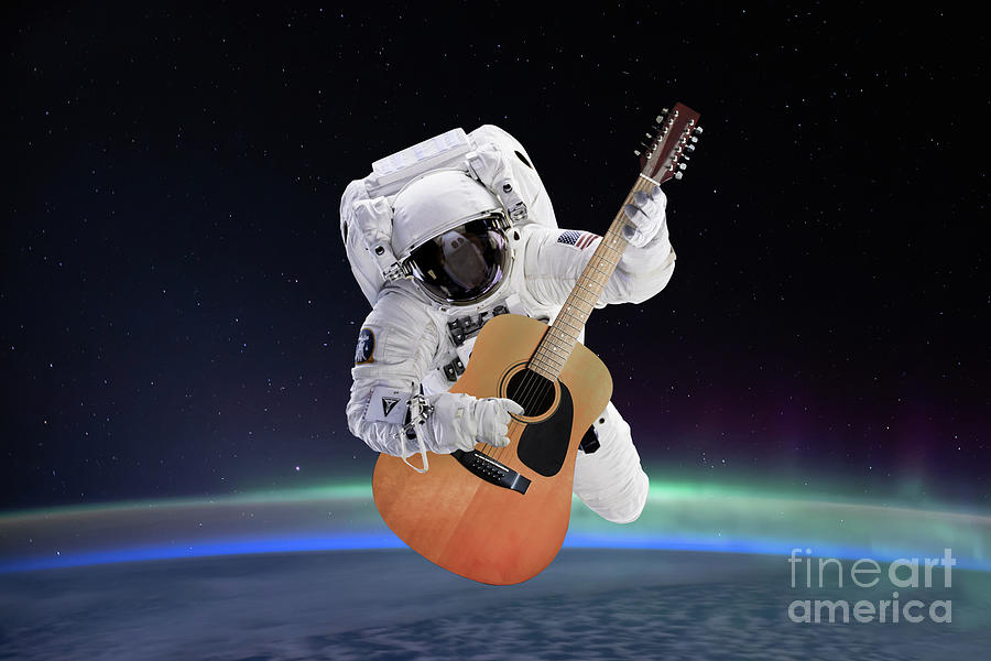 Space Photograph - Space guitar astronaut by Delphimages Photo Creations