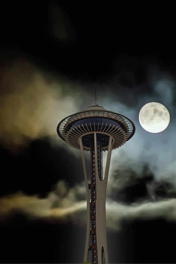 Space Needle at Night Photograph by Darryl Brooks