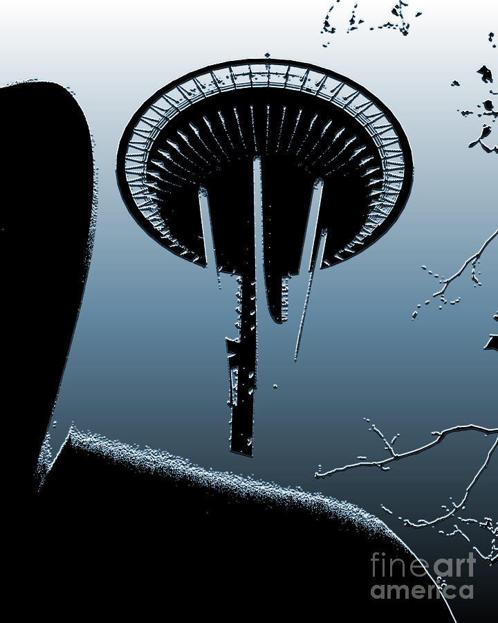 Space Needle In Abstract Digital Art by Kirt Tisdale