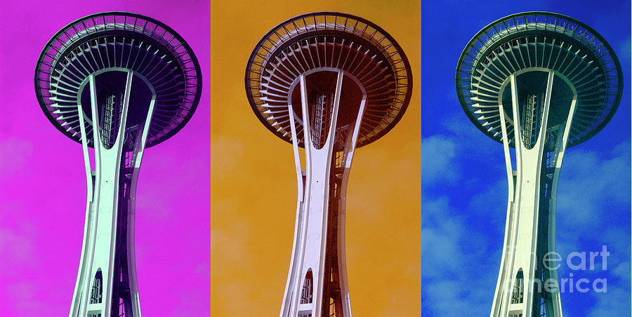 Space Needle Triple Time - Seattle, Washington Photograph by Gunther Allen